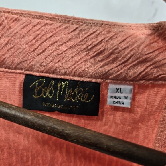 Bob Mackie Top Womens XL Pink Button Blouse Textured Lightweight Jacket Cardigan - Picture 3 of 11